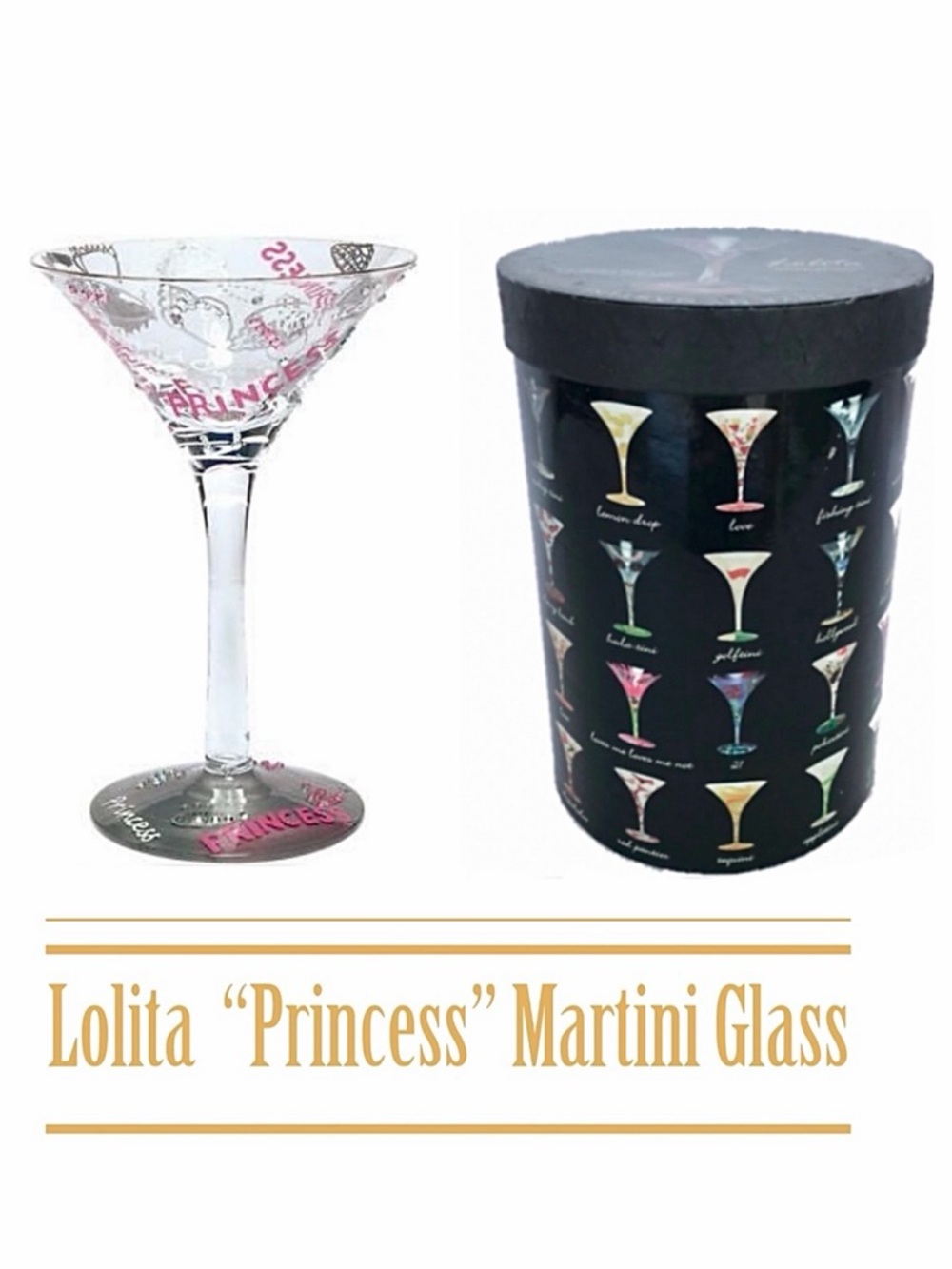 Lolita Princess Hand Painted Martini Glass & Box